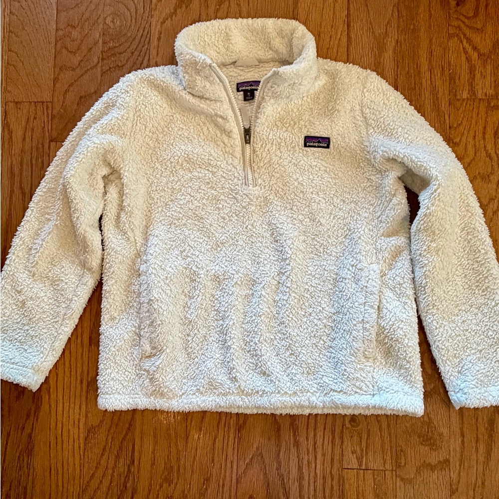 Patagonia Cream Fleece Quarter-Zip Pullover Sweater 14 XL